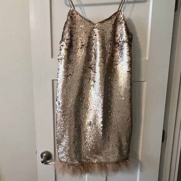Dresses | Champagne Gold Sequin Shift Dress | Poshmark